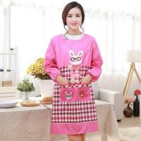 厨房裙新款衣服维闱时尚做饭伟女群围裙围女式韩版韦成人 眼镜兔款玫红