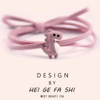 头绳女可爱小恐龙发圈少女心扎头发橡皮筋送男朋友小皮套情侣手链 粉绳粉色恐龙