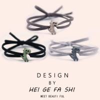 头绳女可爱小恐龙发圈少女心扎头发橡皮筋送男朋友小皮套情侣手链 情侣[3件套]D款