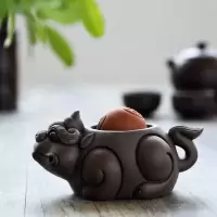 茶宠物茶具茶宠精品 摆件金蟾创意变色茶具茶宠变色茶艺 蟾蜍 紫砂财源滚滚(公)