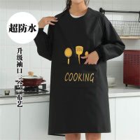 围裙大码工作服女加肥加大罩衫厨师高端情侣做饭坎肩厨房用饭店 I21-超防水升级袖口刀叉黑色