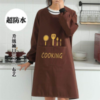 围裙大码工作服女加肥加大罩衫厨师高端情侣做饭坎肩厨房用饭店 V87-超防水升级袖口刀叉咖色