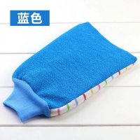 洗澡巾手套用品三件装拉搓背神器浴花球双层粗细砂 [加厚两用]搓澡巾(1条)蓝色