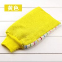 洗澡巾手套用品三件装拉搓背神器浴花球双层粗细砂 [加厚两用]搓澡巾(1条)黄色