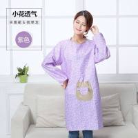 工作服厨房长袖女男美术绘画成人画画衣欧式家用印字罩衣围裙 不防水-透气性-小花紫色