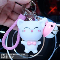 小挂件饰品可爱包包挂饰学生卡通扣书包时尚女孩钥匙环挂坠锁匙。 猫妹+粉绳+粉白铃铛