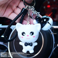小挂件饰品可爱包包挂饰学生卡通扣书包时尚女孩钥匙环挂坠锁匙。 猫弟+黑绳+黑白铃铛