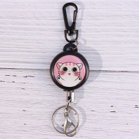 弹簧绳高回弹多功能绳子不锈钢拉伸钥匙扣可伸缩弹力弹簧钥匙链 粉红色