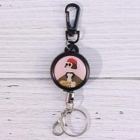 弹簧绳高回弹多功能绳子不锈钢拉伸钥匙扣可伸缩弹力弹簧钥匙链 西瓜红