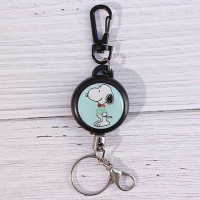 弹簧绳高回弹多功能绳子不锈钢拉伸钥匙扣可伸缩弹力弹簧钥匙链 钢丝扣-史努比