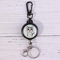 弹簧绳高回弹多功能绳子不锈钢拉伸钥匙扣可伸缩弹力弹簧钥匙链 钢丝扣-坐起司猫