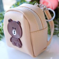 学生小钱包女生迷你可爱零钱包书包小挂件钥匙扣网红ins 挂饰公仔 浅咖