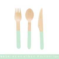 一次性餐具盘子刀叉勺三件套刀叉纸盘刀叉勺套装生日蛋糕刀叉纸碟 薄荷绿刀叉勺各8支装