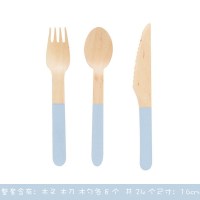一次性餐具盘子刀叉勺三件套刀叉纸盘刀叉勺套装生日蛋糕刀叉纸碟 金刚蓝刀叉勺各8支装