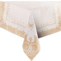 一次性餐具盘子刀叉勺三件套刀叉纸盘刀叉勺套装生日蛋糕刀叉纸碟 金色桌布一张140*140cm