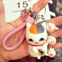 吊饰猫挂件小手机链日式卡通挂饰装饰可爱猫咪少女心开运韩版 C73-粉绳+粉铃铛串+猫