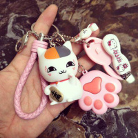 吊饰猫挂件小手机链日式卡通挂饰装饰可爱猫咪少女心开运韩版 E76-粉绳+粉猫爪+KT指甲刀+招
