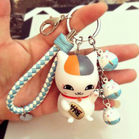 吊饰猫挂件小手机链日式卡通挂饰装饰可爱猫咪少女心开运韩版 J12-蓝白绳+蓝白铃铛串+猫