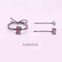 头绳韩版女可爱小恐龙发圈小皮筋扎头发橡皮筋小皮套发圈发绳饰品 [HOT组合]灰色/3个装