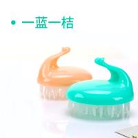 洗头神器洗头发刷刷子大人头皮按摩梳洗发梳子成人去屑圆形抓头器 一蓝一桔