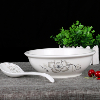 陶瓷碗骨瓷陶瓷无盖汤碗超大品锅汤锅汤煲汤盆汤碗菜碗套装餐具 简爱[无盖]9英寸汤古+大勺