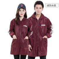 迷彩拉链家务女士防脏防水布画画罩衫劳保服罩衣大人秋冬加绒衣服 加绒枣红字母3XL(140-190斤)