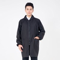 迷彩拉链家务女士防脏防水布画画罩衫劳保服罩衣大人秋冬加绒衣服 男款黑色4XL(175-220斤)