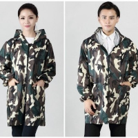 迷彩拉链家务女士防脏防水布画画罩衫劳保服罩衣大人秋冬加绒衣服 粉彩咖2XL(90-135斤)