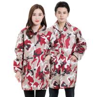 迷彩拉链家务女士防脏防水布画画罩衫劳保服罩衣大人秋冬加绒衣服 加绒酒红迷彩4XL(170-190斤)