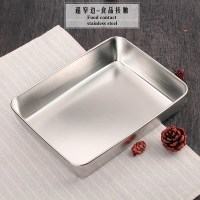 食品级加厚不锈钢纯平底长方形盘子蒸糕阿胶盘快餐菜盆窄边托盘 25.8X20X5.2(厘米)电解新款