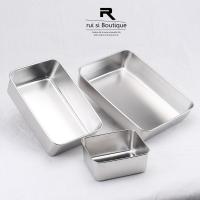 食品级加厚不锈钢纯平底长方形盘子蒸糕阿胶盘快餐菜盆窄边托盘 40.3X31.5X5.5(厘米)电解新款