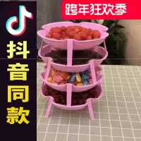 叠加配菜盘呈迎可叠塑料盘子火锅配菜盘客厅水果盘花型多层果盘 3个装绿色