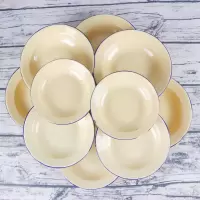 老式怀旧搪瓷盘子碟子果盘复古搪瓷餐盘点心盘汤盘 家用餐具 套装 22cm搪瓷盘子[白]