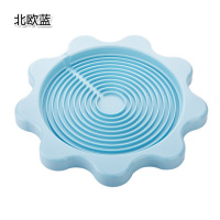 素色热水壶垫子开水瓶垫暖水壶托盘家用热水瓶防热垫隔热垫滤水盘 北欧蓝