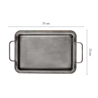 做旧铁艺双耳托盘面包盘复古收纳盘美食拍摄道具方形盘家居摆件 新款