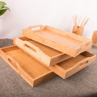 原木茶盘木质托盘长方形木制日式餐具蛋糕盘子碟子小创意木头拖盘 手提托盘外高4cm底厚6mm-WZ
