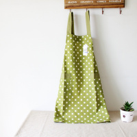 日式棉麻围裙时尚创意波点成人男女厨房防水清洁家务围腰长款 波点豆沙绿