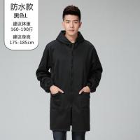 冬季保暖厨师防污理发店半身防水工作服女加绒防雨衣家用长。 防水保暖黑色-L