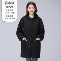 冬季保暖厨师防污理发店半身防水工作服女加绒防雨衣家用长。 防水保暖黑色-M