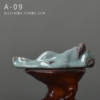 哥窑禅意小茶宠摆件精品可养紫砂人物创意可爱貔貅个性茶台茶玩 李白(醉酒)