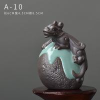 哥窑禅意小茶宠摆件精品可养紫砂人物创意可爱貔貅个性茶台茶玩 貔貅·2