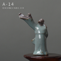 哥窑禅意小茶宠摆件精品可养紫砂人物创意可爱貔貅个性茶台茶玩 李白（举杯）