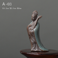 哥窑禅意小茶宠摆件精品可养紫砂人物创意可爱貔貅个性茶台茶玩 琵琶