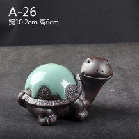 哥窑禅意小茶宠摆件精品可养紫砂人物创意可爱貔貅个性茶台茶玩 透明大寿龟