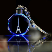 书包背包实用水晶钥匙扣挂件琉璃可爱女士网红挂坠车要是定制照片 黑色埃菲尔铁塔
