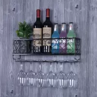 酒架酒架架架酒吧酒柜红酒壁挂酒瓶墙上挂杯创意倒挂铁艺杯摆件架 长50宽10高17经典黑