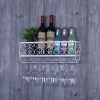 酒架酒架架架酒吧酒柜红酒壁挂酒瓶墙上挂杯创意倒挂铁艺杯摆件架 长50宽10高17雪花白