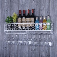 酒架酒架架架酒吧酒柜红酒壁挂酒瓶墙上挂杯创意倒挂铁艺杯摆件架 长80宽10高17雪花白