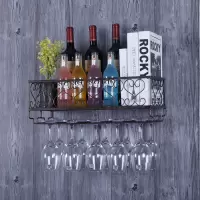 酒架酒架架架酒吧酒柜红酒壁挂酒瓶墙上挂杯创意倒挂铁艺杯摆件架 升级版长50宽20高17古铜色