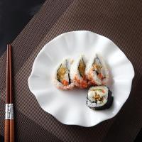 纯白盘子创意陶瓷异形家用菜盘不规则扇形酒店餐具个性摆盘西餐。 10英寸凤尾叶